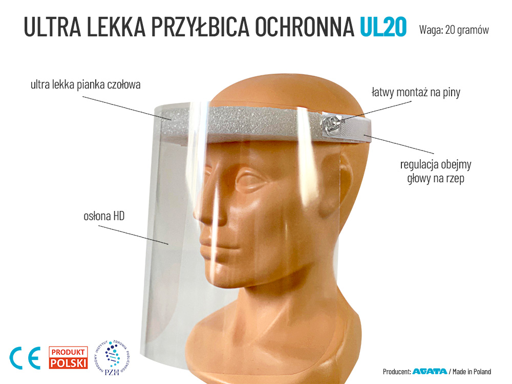 Przyłbica ochronna do twarzy UL20